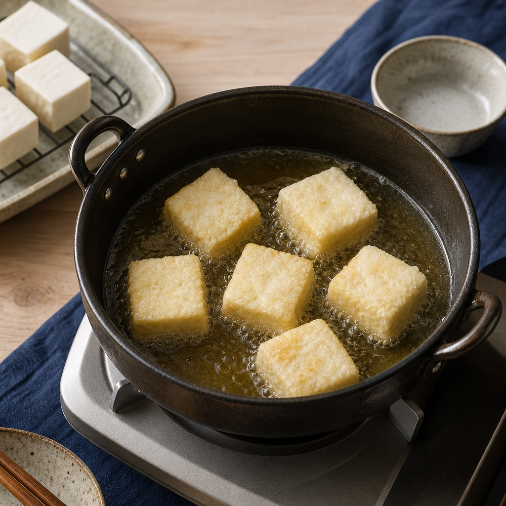 Agedashi Tofu step 5: Fry at 170-175°C