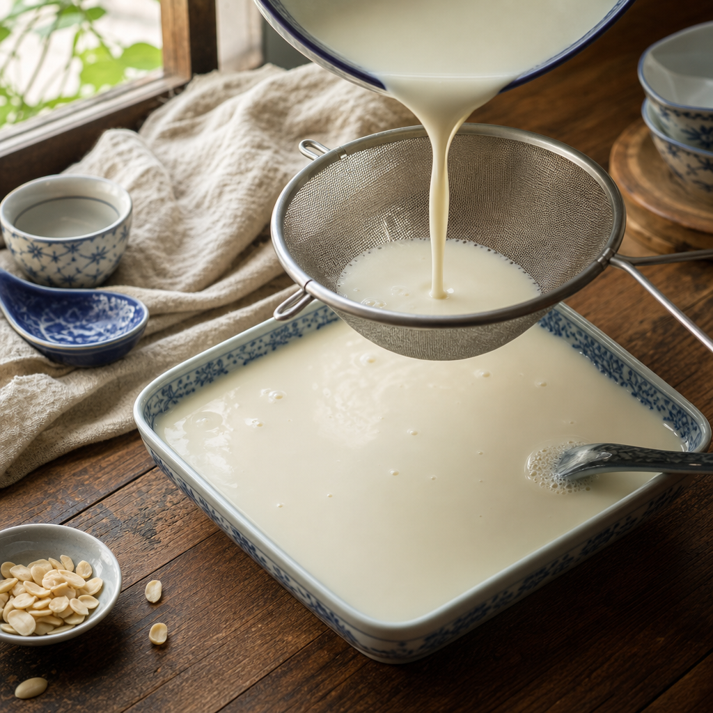 Almond Tofu step 5: Set in a shallow dish
