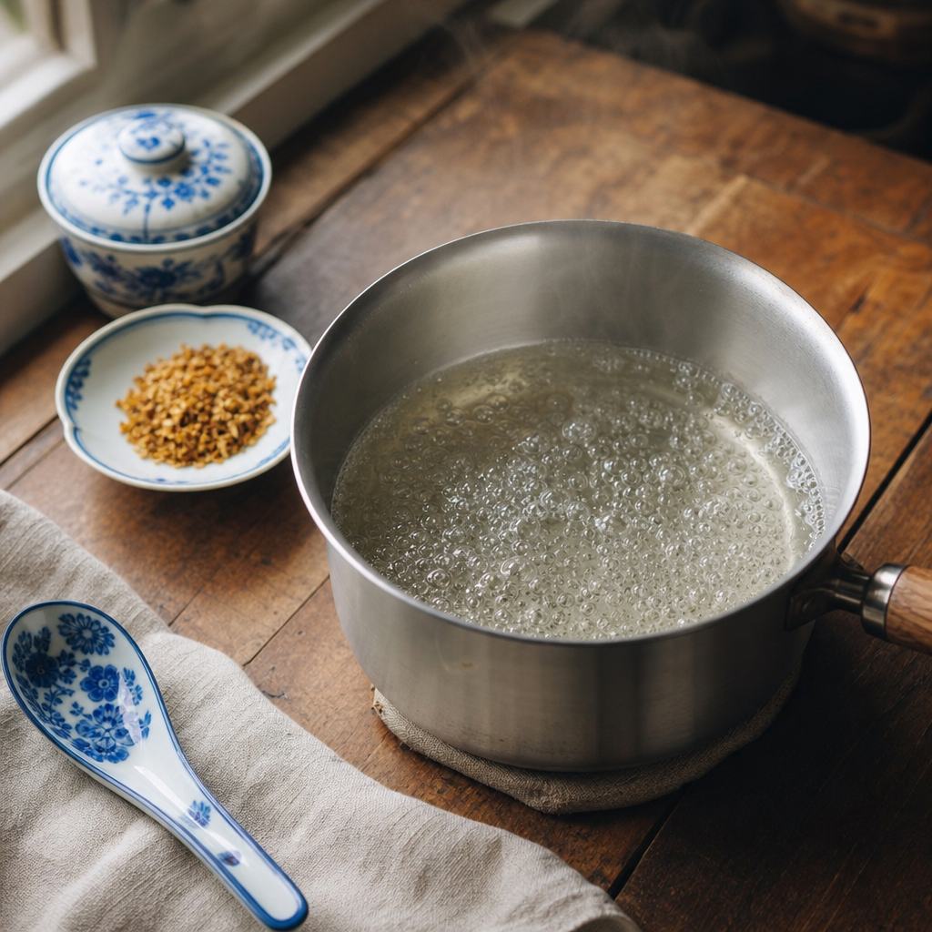 Almond Tofu step 6: Make the serving syrup