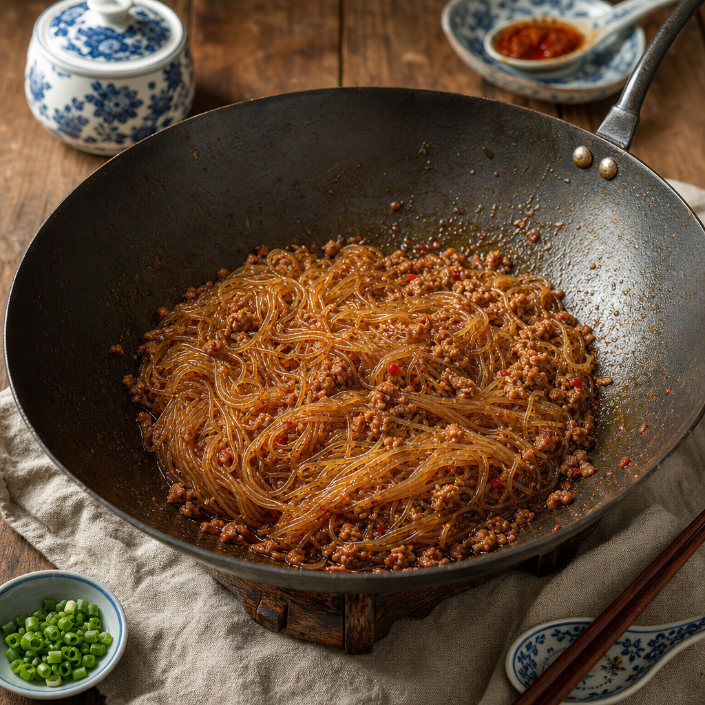 Ants Climbing Tree step 7: Braise the noodles