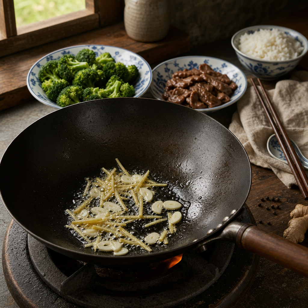 Beef and Broccoli step 5: Fry the aromatics
