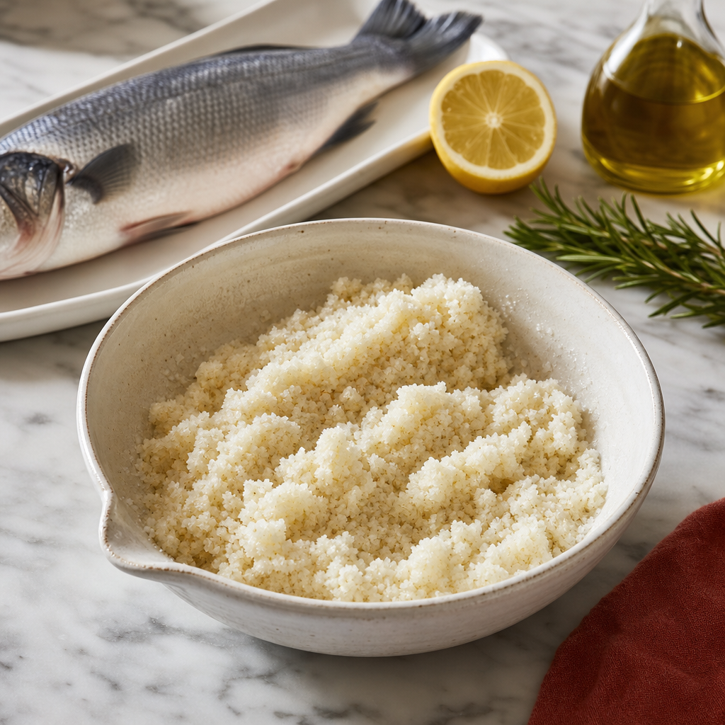 Branzino al Sale step 3: Bind the salt