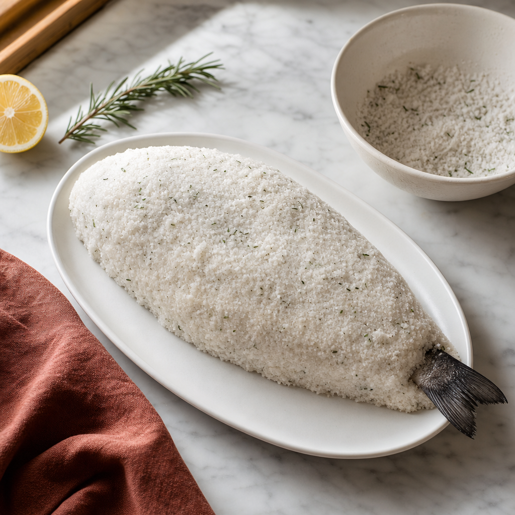 Branzino al Sale step 5: Seal the crust