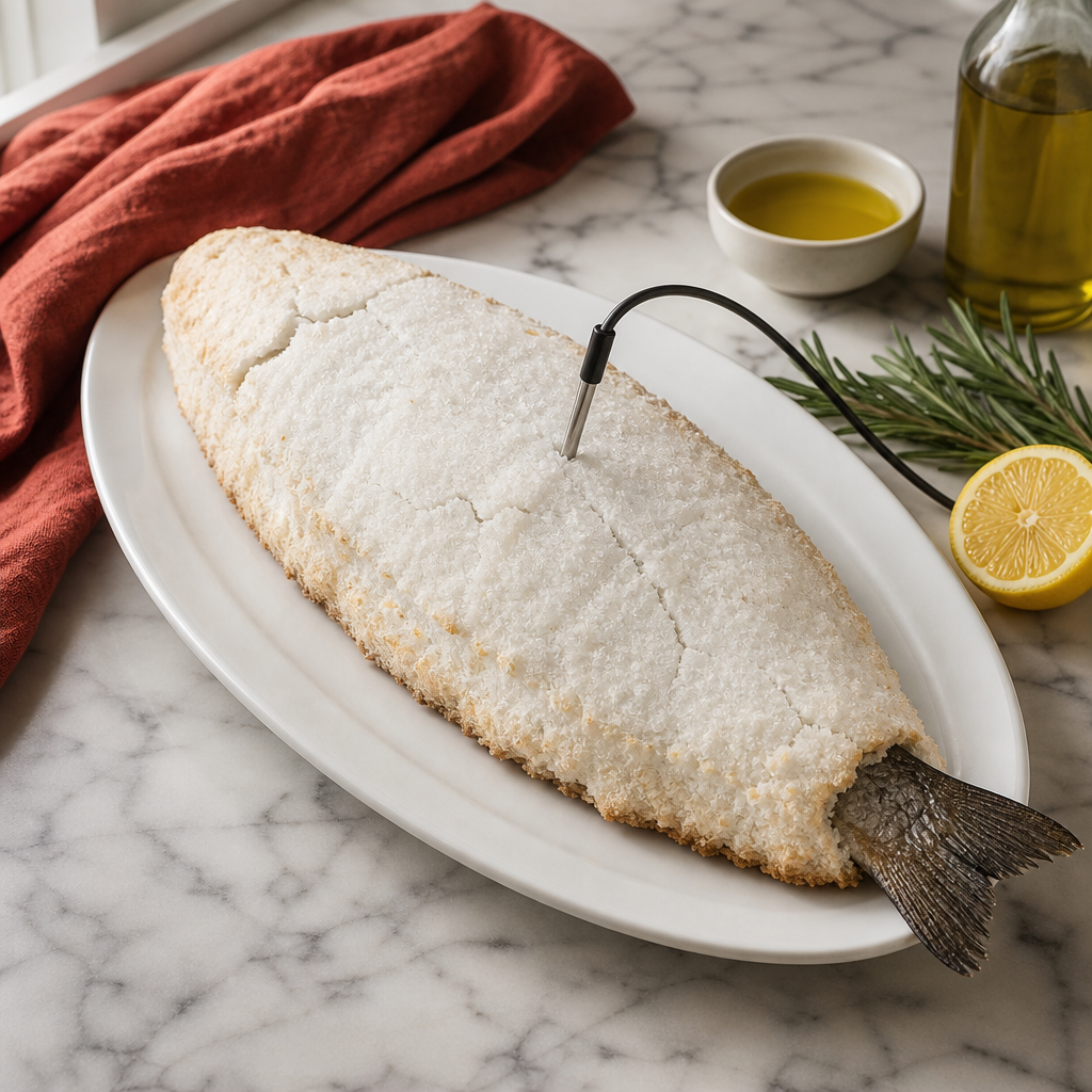Branzino al Sale step 6: Bake