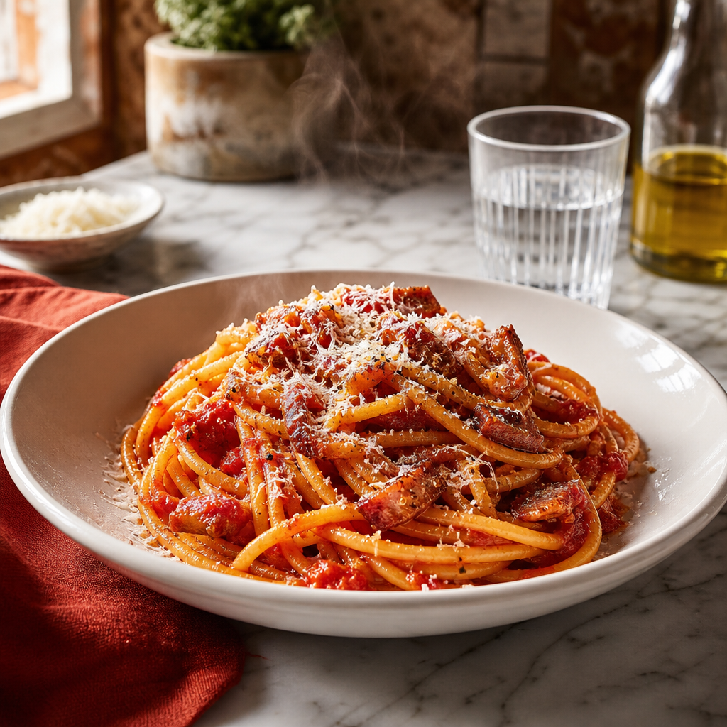Bucatini Amatriciana — finished dish