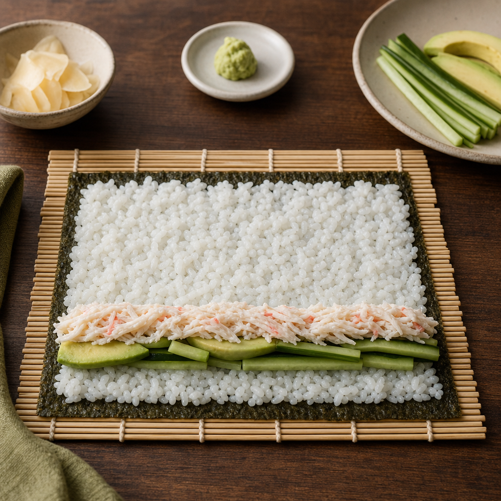 California Roll step 7: Fill without overloading