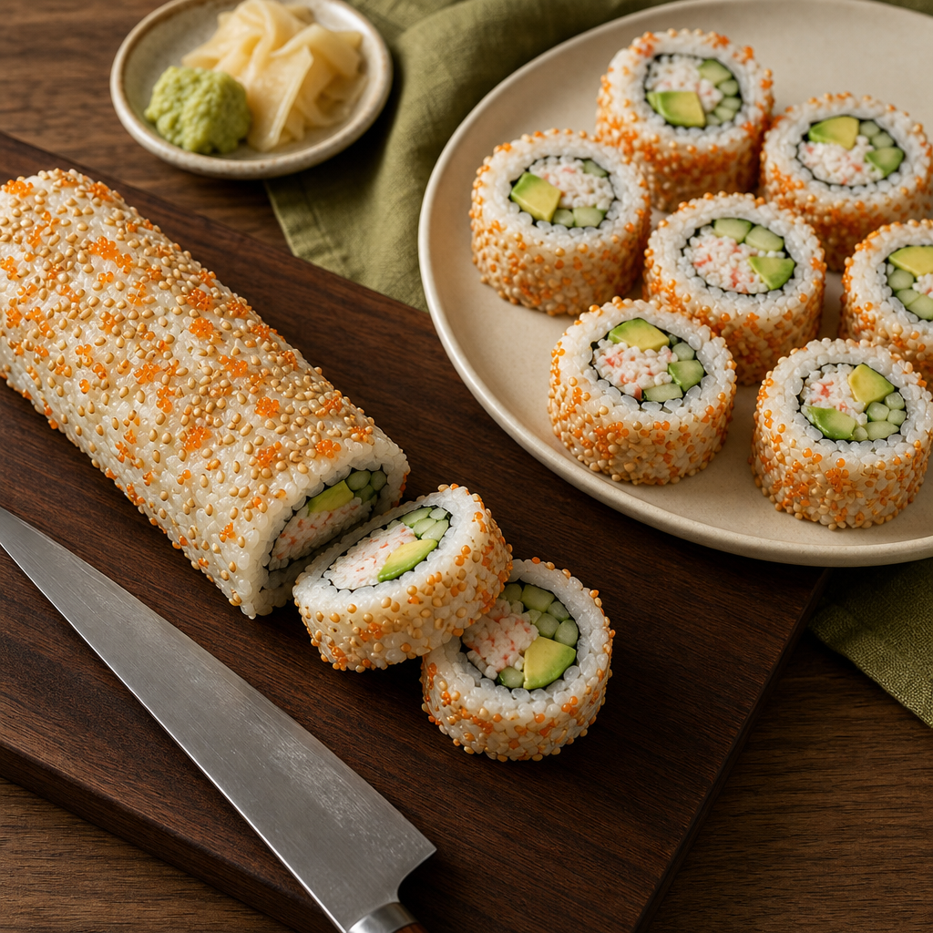 California Roll step 9: Slice cleanly