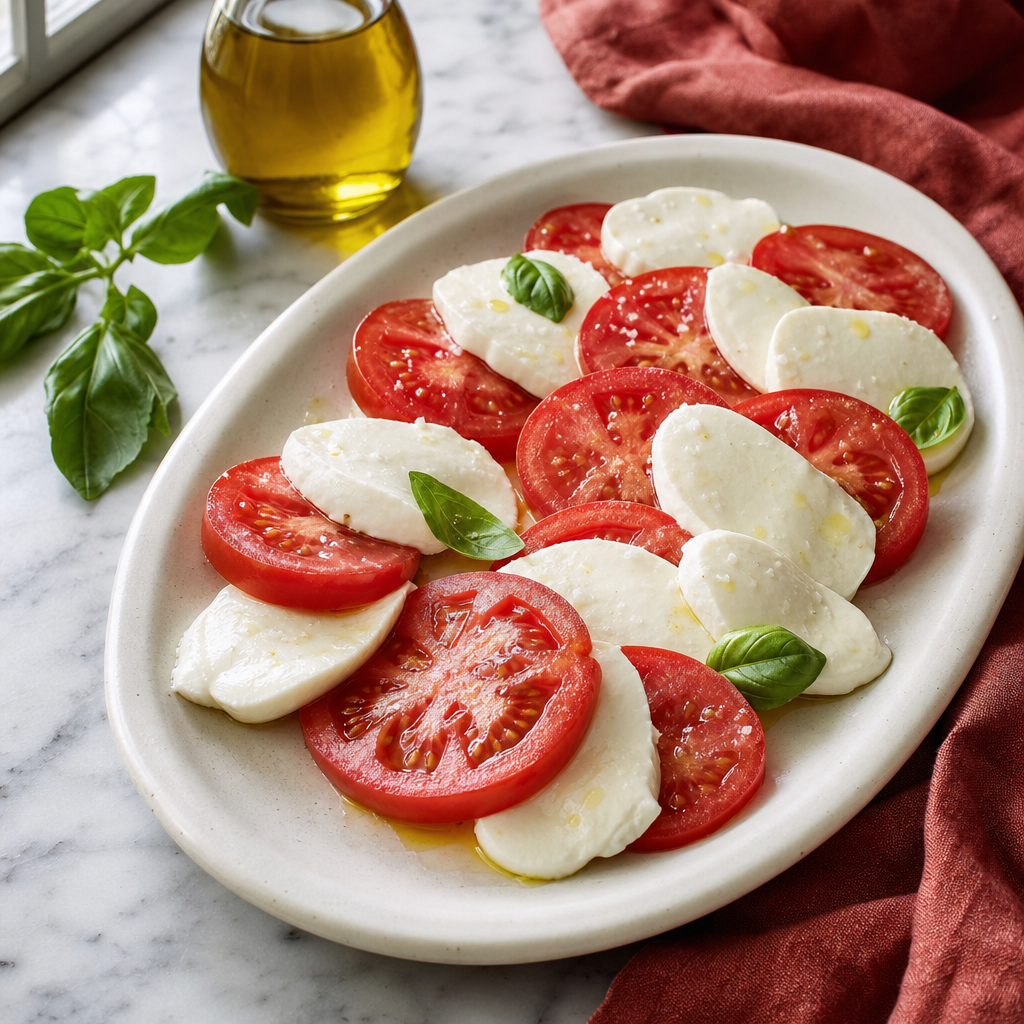 Caprese Salad step 6: Serve before the platter floods