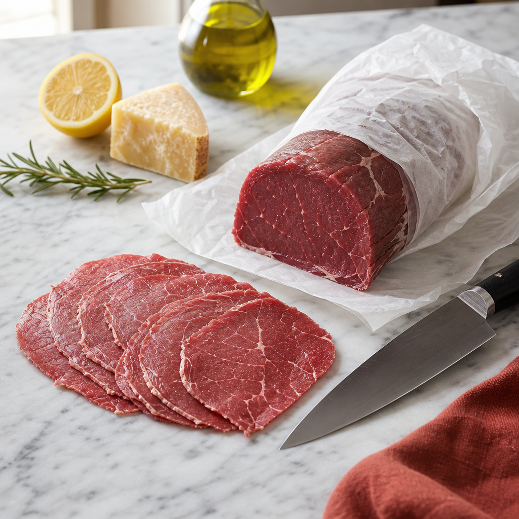 Beef Carpaccio step 3: Slice paper-thin