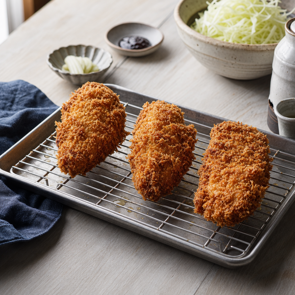 Chicken Katsu step 7: Drain upright on a rack