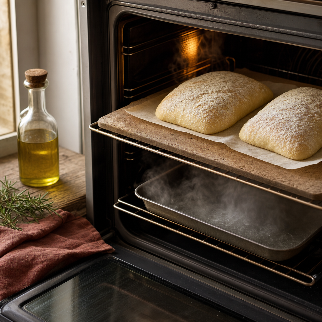 Ciabatta Bread step 9: Bake with steam