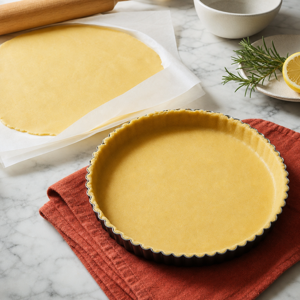 Crostata Marmellata step 4: Line the tart pan