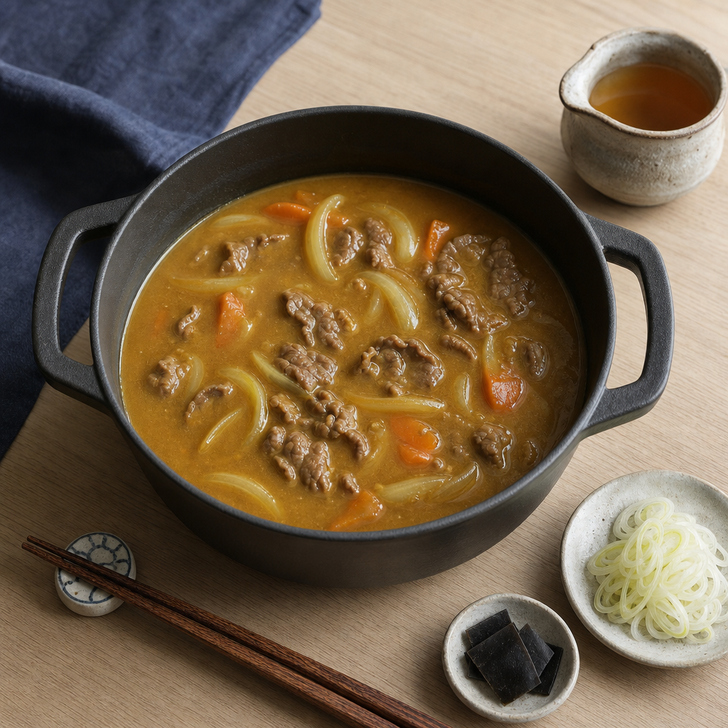 Curry Udon step 4: Build the soup-thick sauce