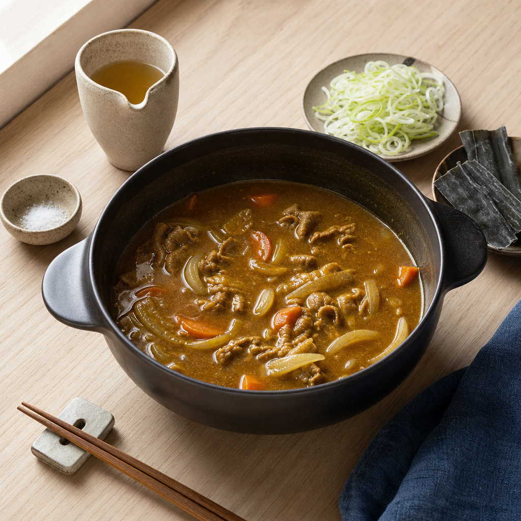 Curry Udon step 6: Adjust the broth