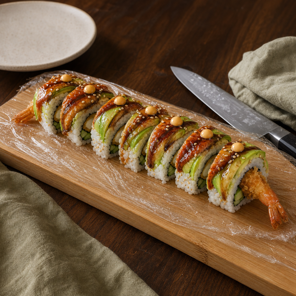 Dragon Roll step 9: Slice cleanly
