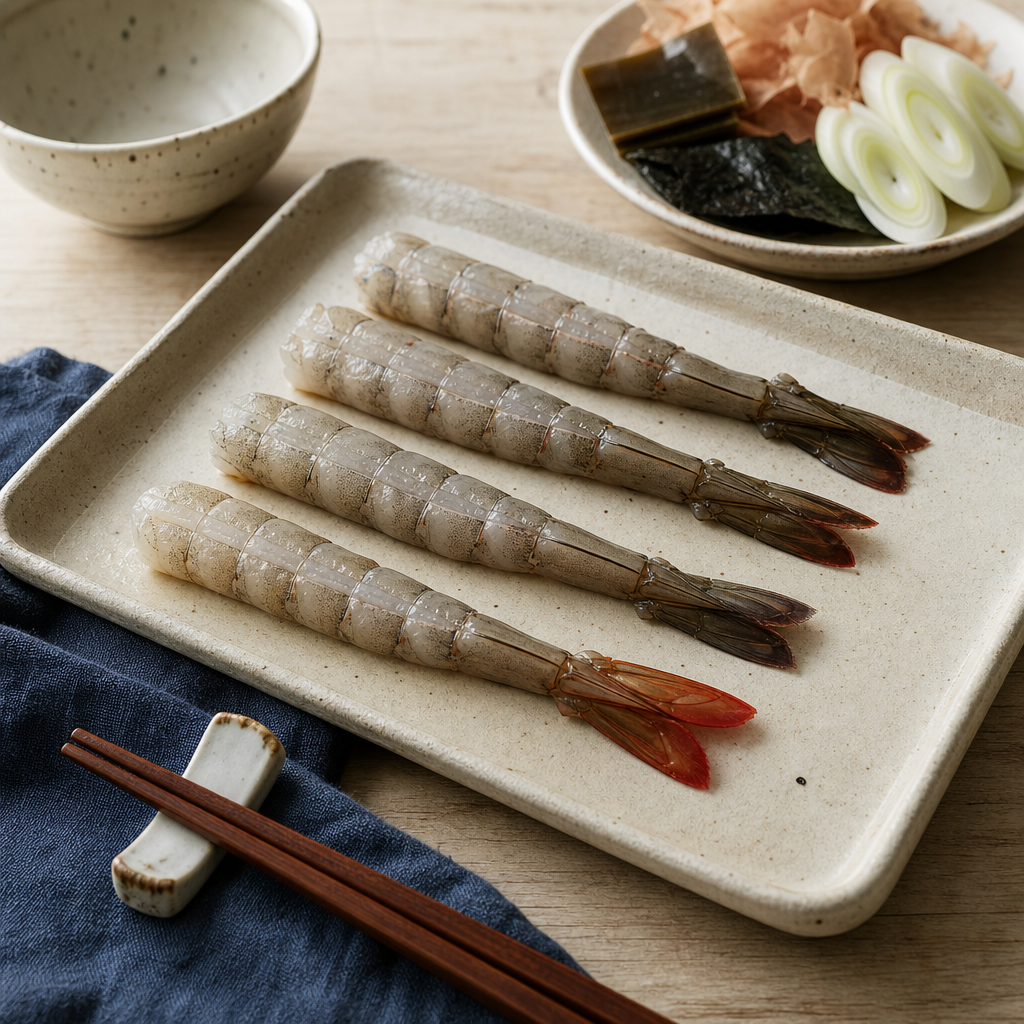 Ebi Fry step 3: Straighten the shrimp