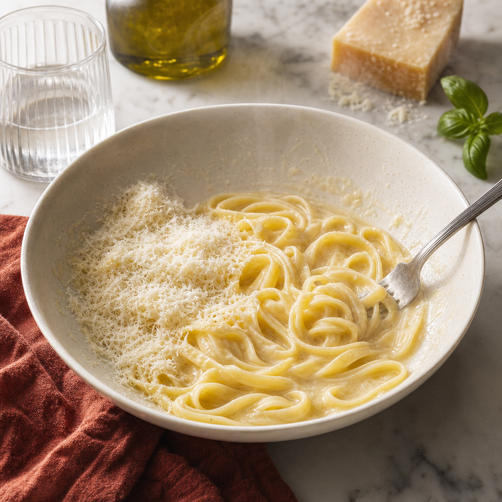 Fettuccine Alfredo step 6: Serve immediately