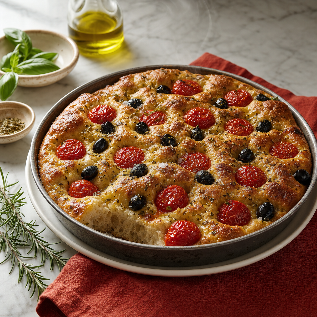 Focaccia Barese — finished dish