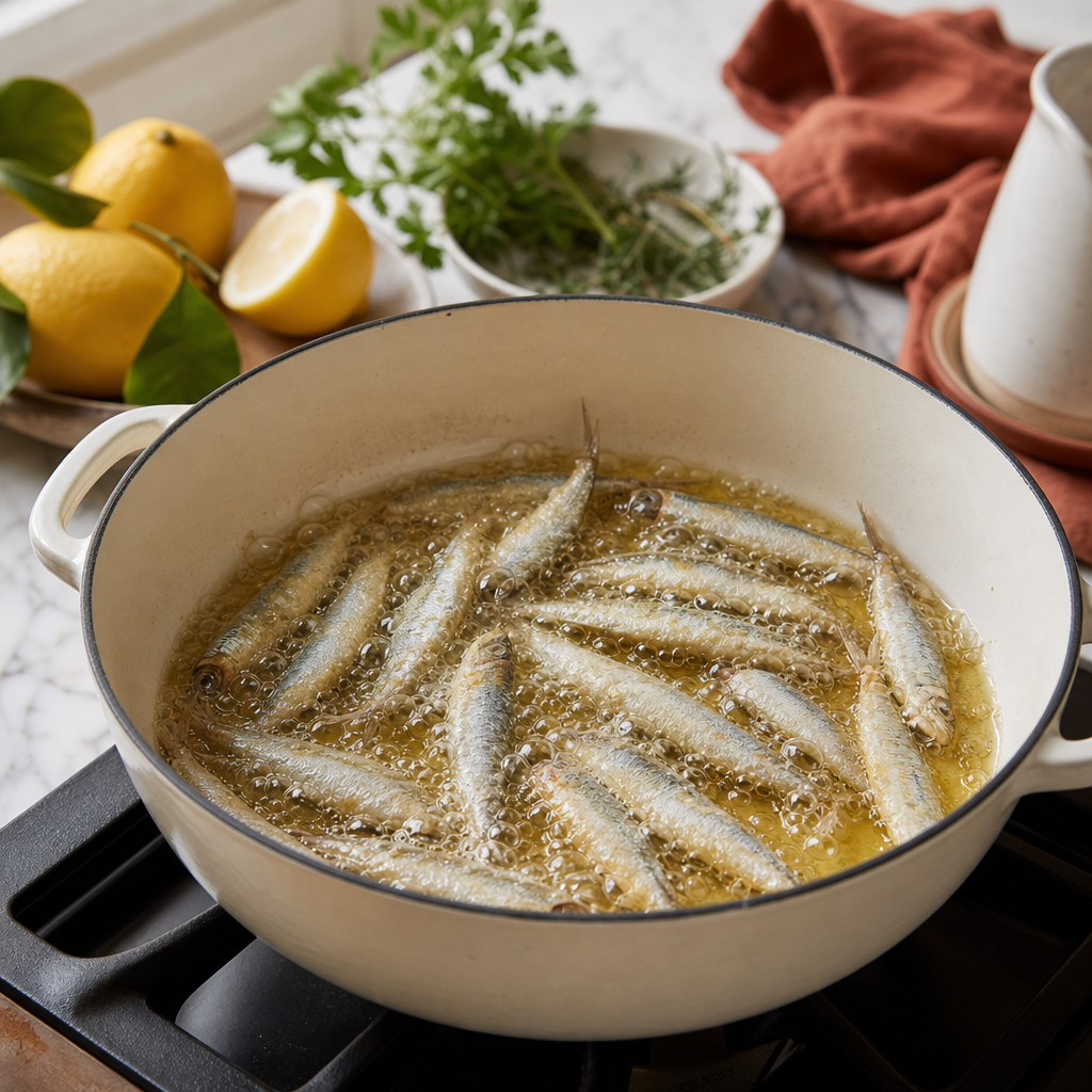 Fritto Misto di Mare step 7: Fry the small fish
