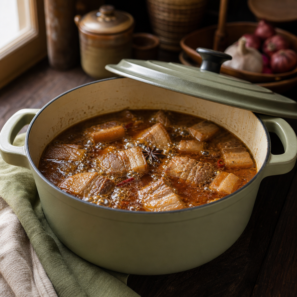 Gaeng Hung Lay step 4: Braise until the pork yields