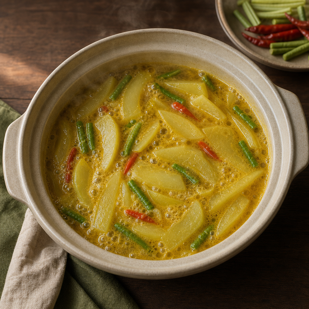 Southern Thai Sour Curry with Fish step 3: Cook the vegetable