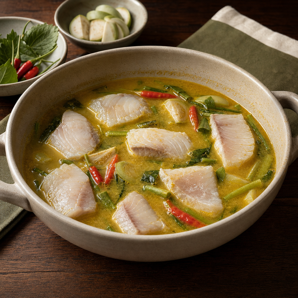Southern Thai Sour Curry with Fish step 5: Poach the fish without stirring