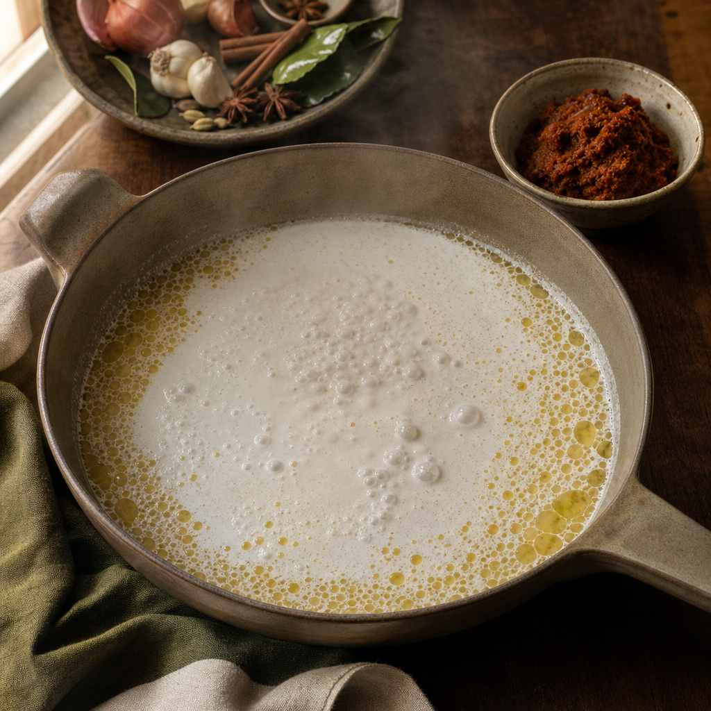 Massaman Curry Beef step 5: Crack the coconut cream