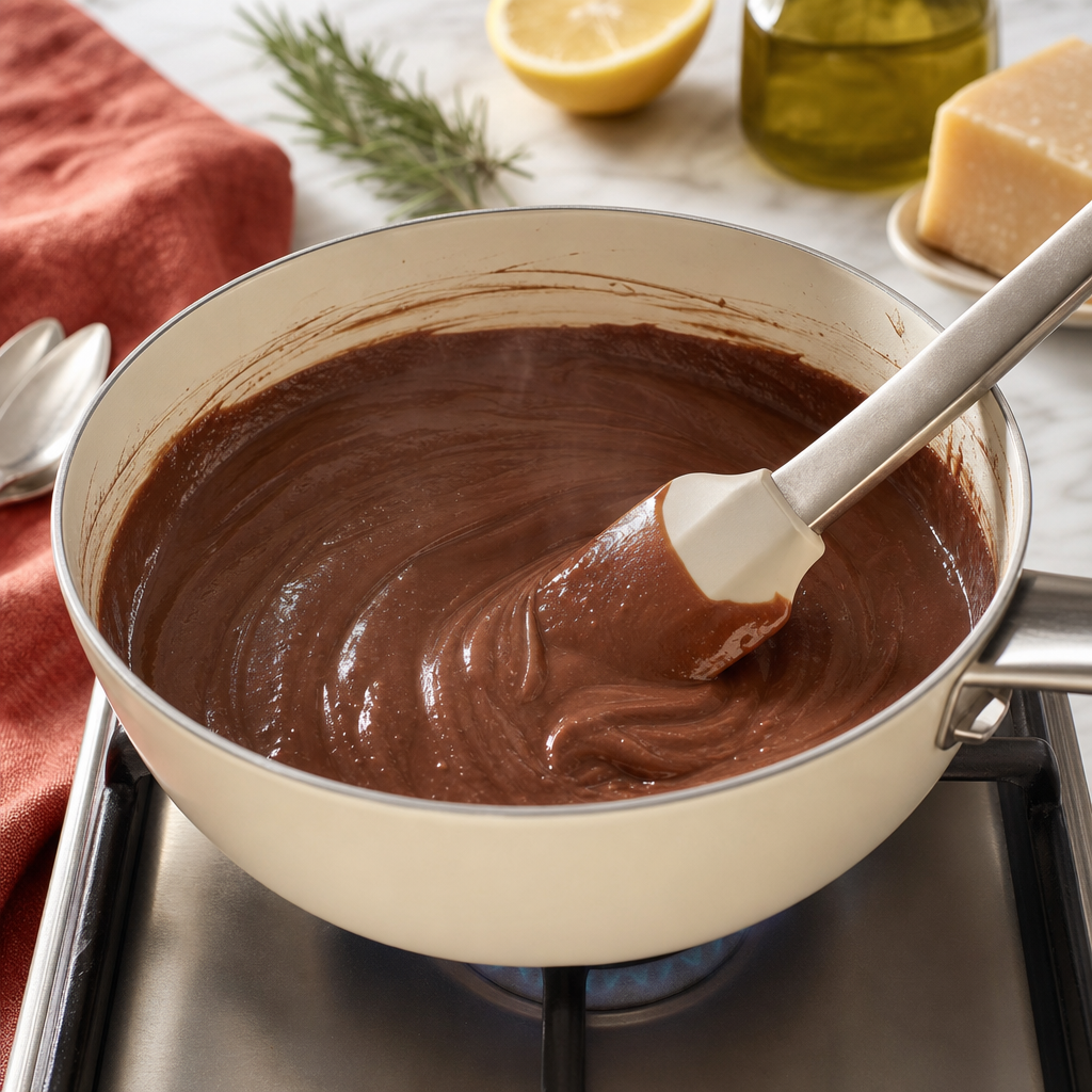 Chocolate Gelato step 5: Cook to custard thickness