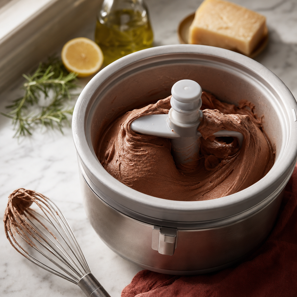 Chocolate Gelato step 8: Churn