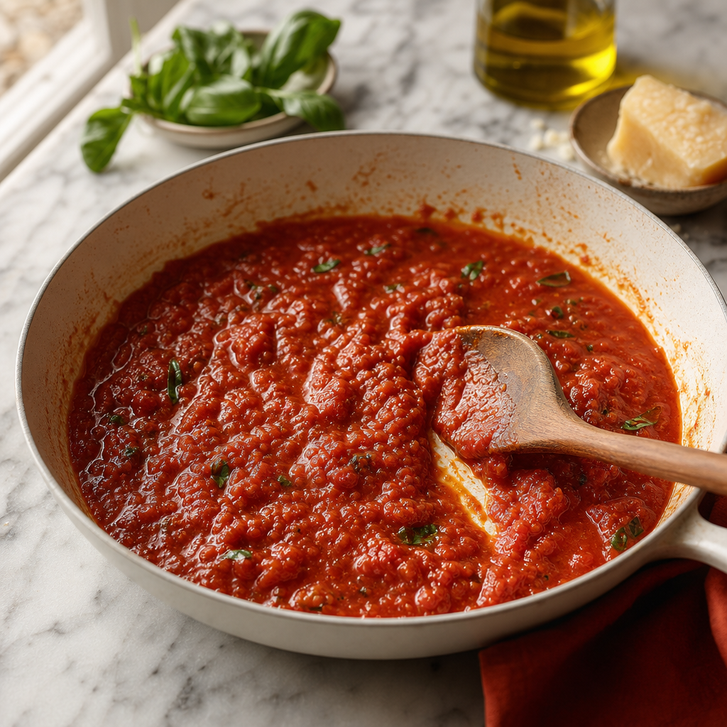 Gnocchi Pomodoro step 6: Reduce the sauce