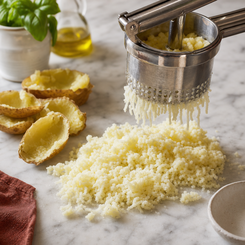 Gnocchi Sorrentina step 3: Rice the potatoes