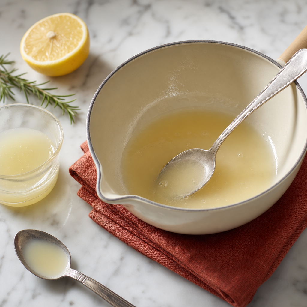 Granita Siciliana step 3: Add the lemon juice off heat