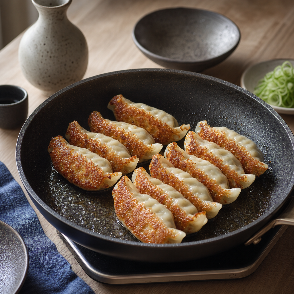 Pork Gyoza step 7: Re-crisp the base