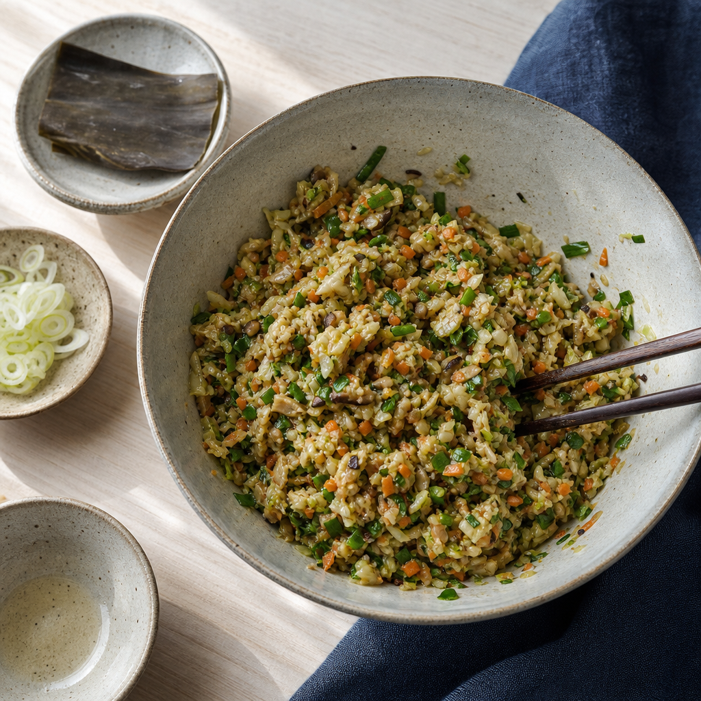 Vegetable Gyoza step 3: Mix the filling