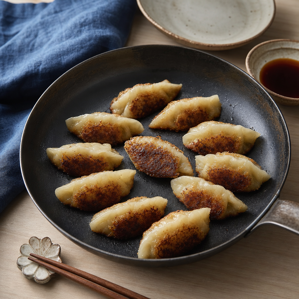 Vegetable Gyoza step 7: Re-crisp uncovered