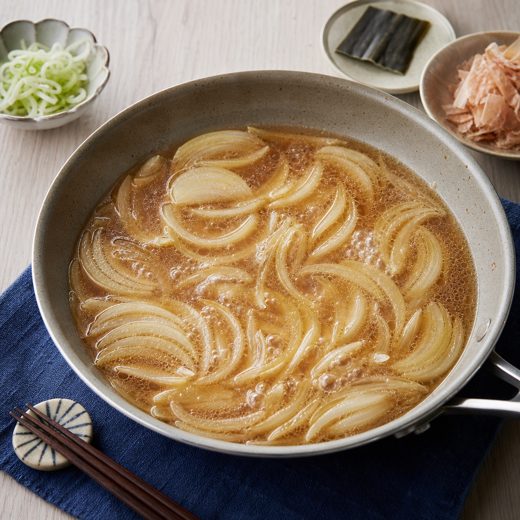 Gyudon step 4: Simmer the onion first