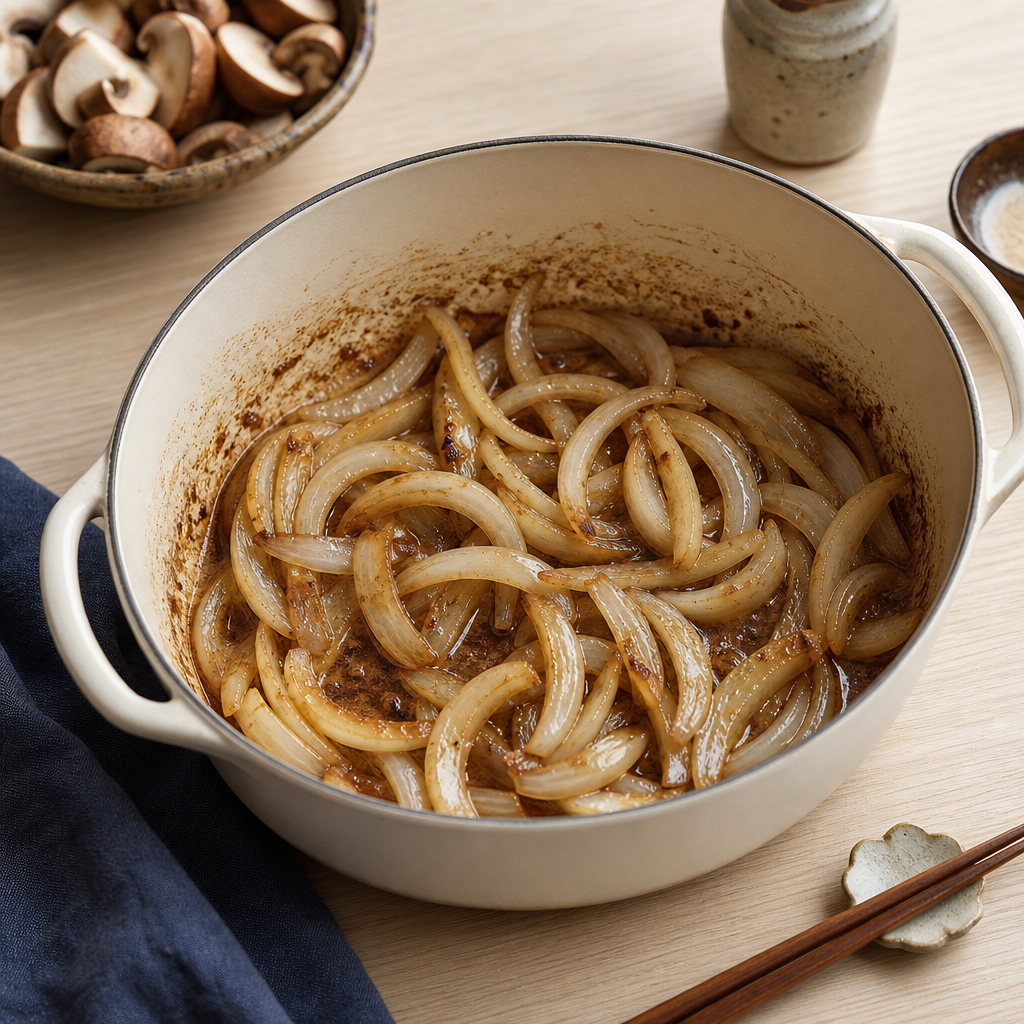Hayashi Rice step 3: Cook the onions