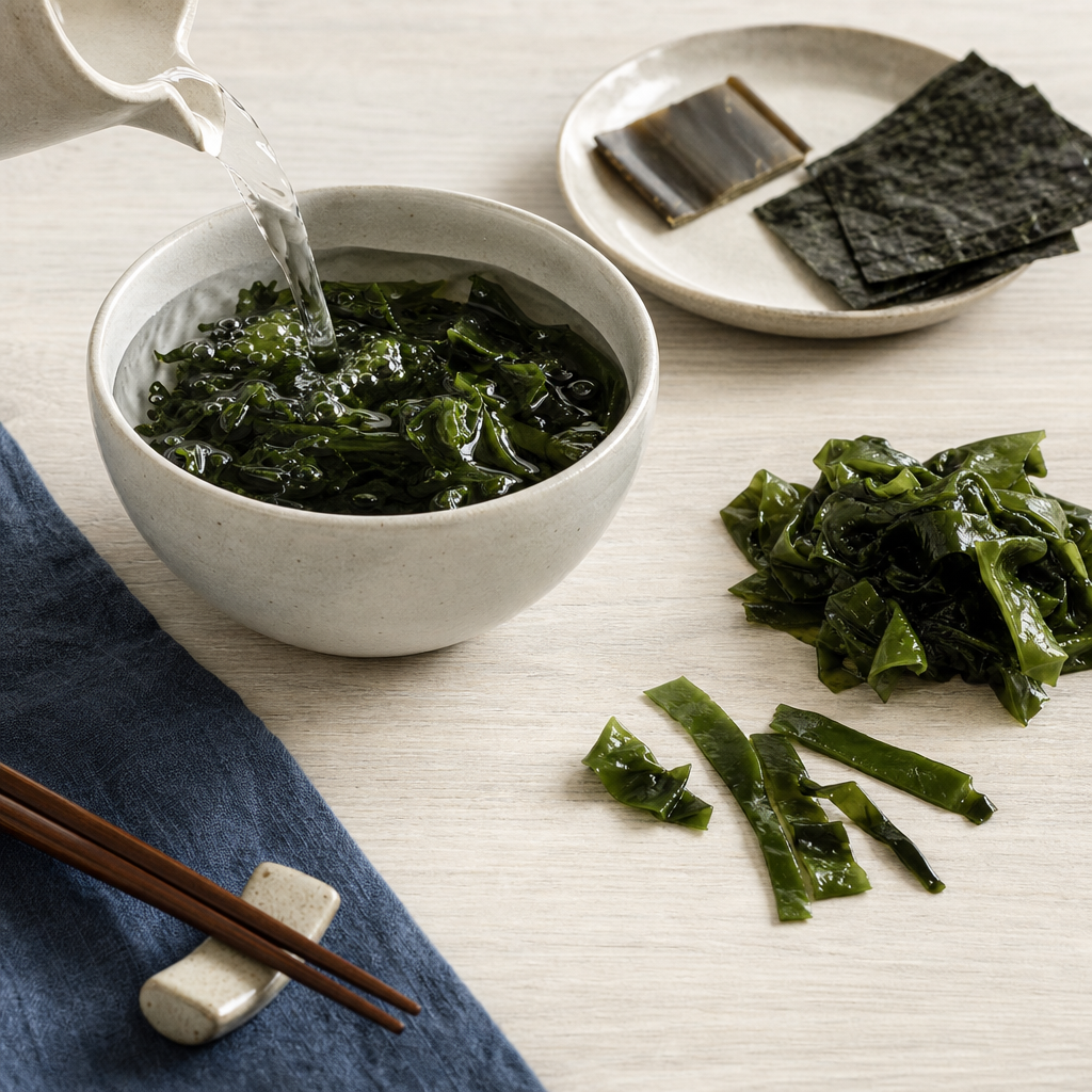 Japanese Cucumber Salad step 2: Soak the wakame