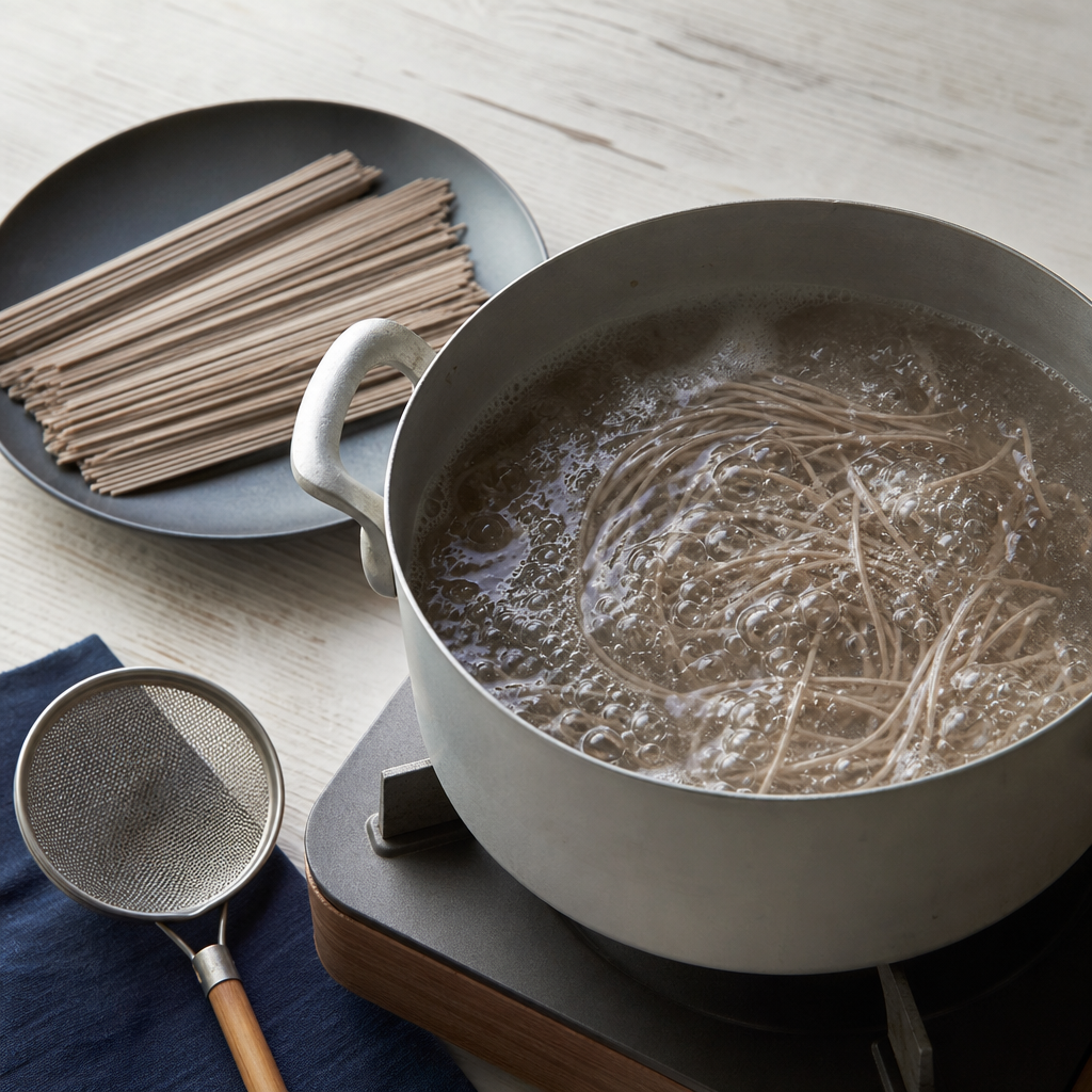 Kake Soba step 6: Boil the soba separately