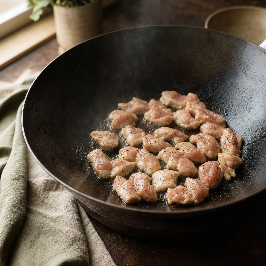 Thai Chicken Fried Rice step 3: Sear the chicken