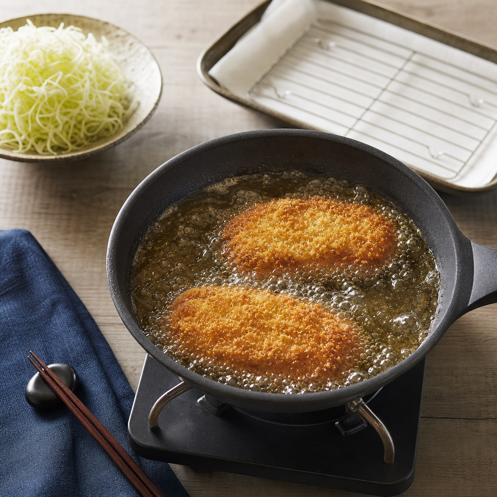 Katsu Curry step 6: Fry the katsu