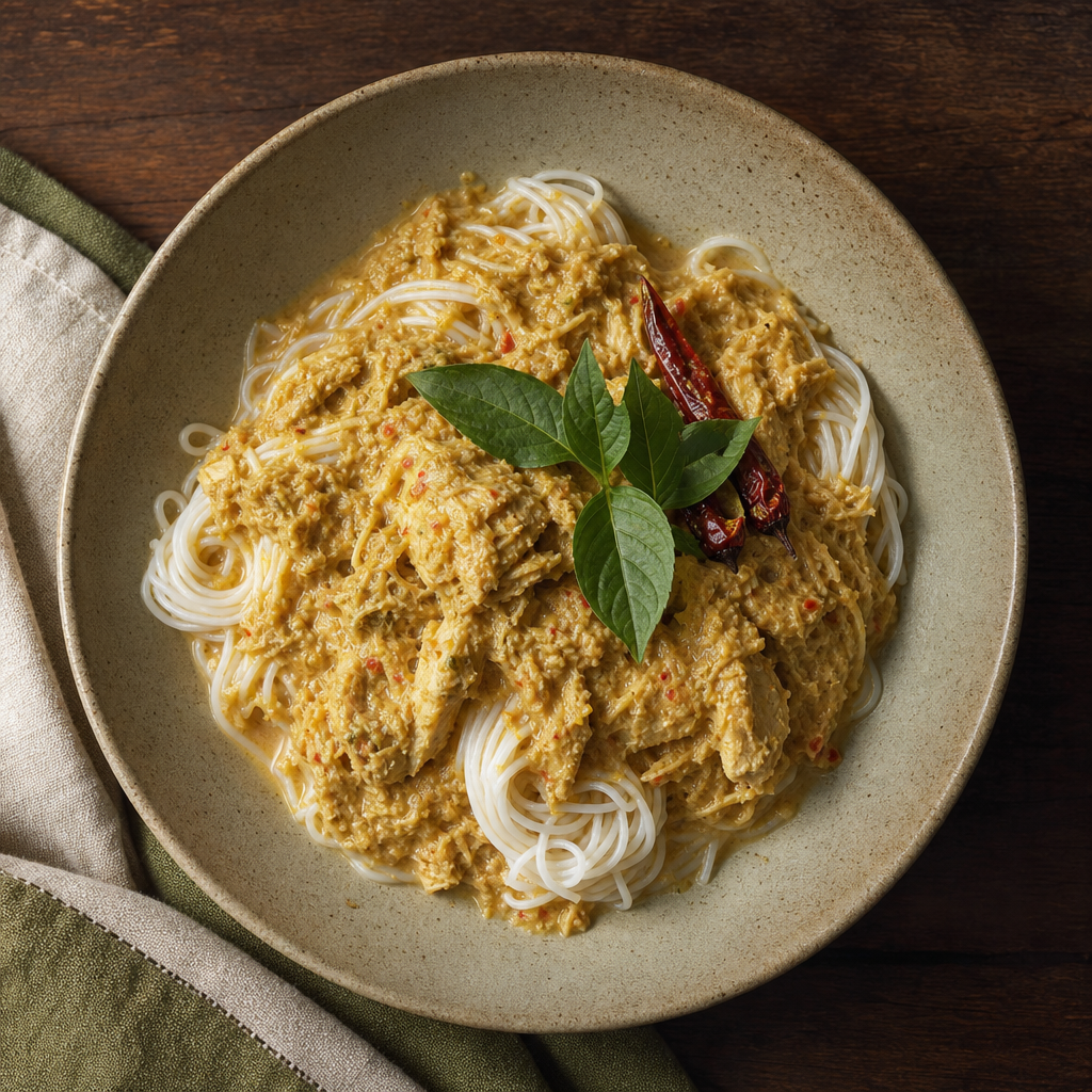 Khanom Jeen Nam Ya (Thai Rice Noodles with Fish Curry)