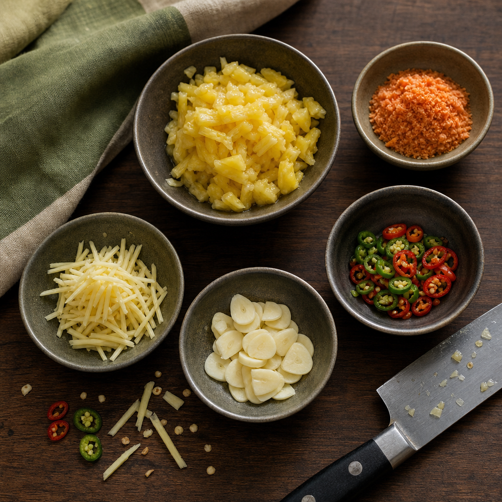 Khanom Jeen Saow Nam step 3: Cut the fresh toppings