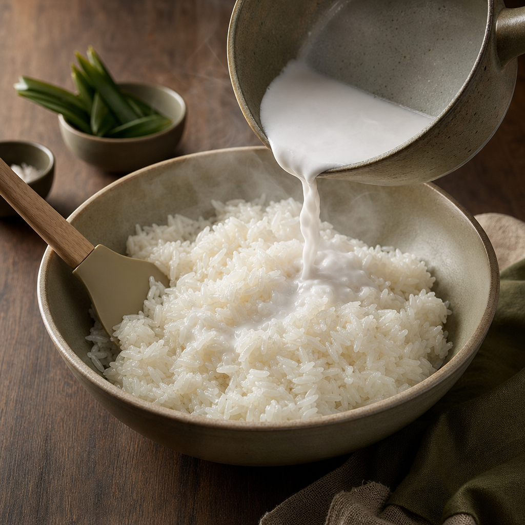 Mango Sticky Rice step 4: Mun the rice