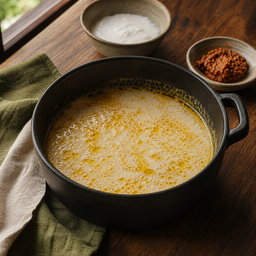 Khao Soi Gai step 5: Crack the coconut cream