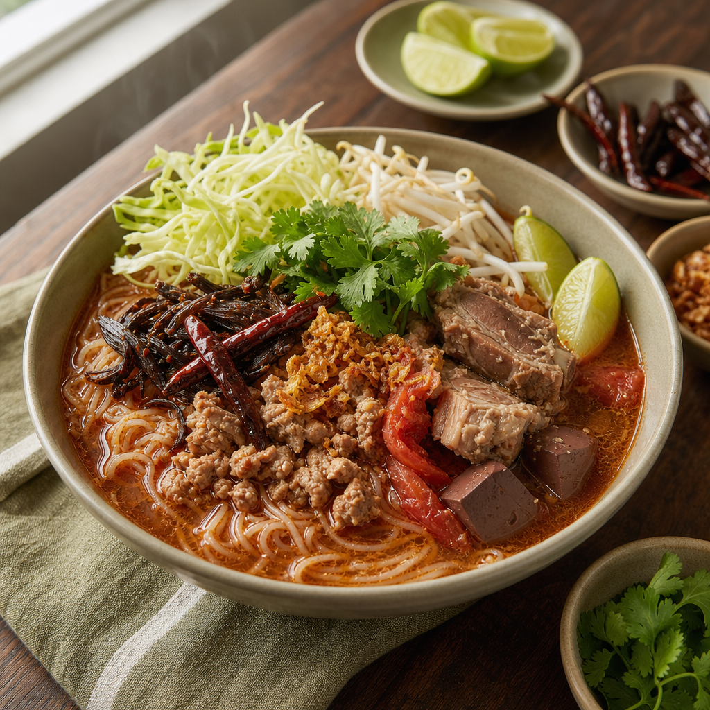 Khao Soi Nam Ngiao — finished dish