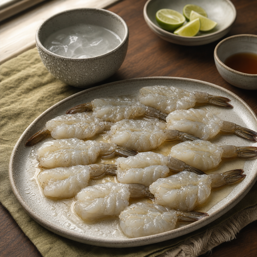 Kung Chae Nam Pla step 4: Briefly season the shrimp