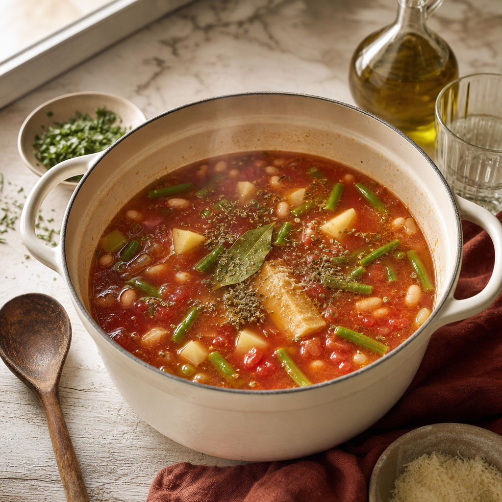 Minestrone step 3: Start the broth