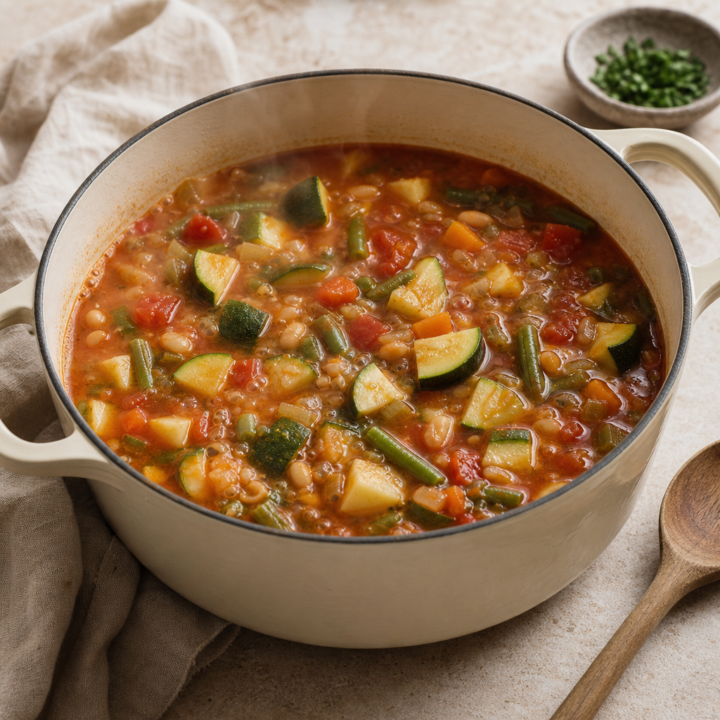 Minestrone step 5: Add the soft vegetables