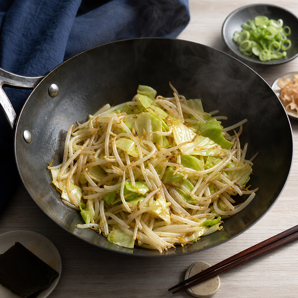 Miso Ramen step 6: Stir-fry the vegetables